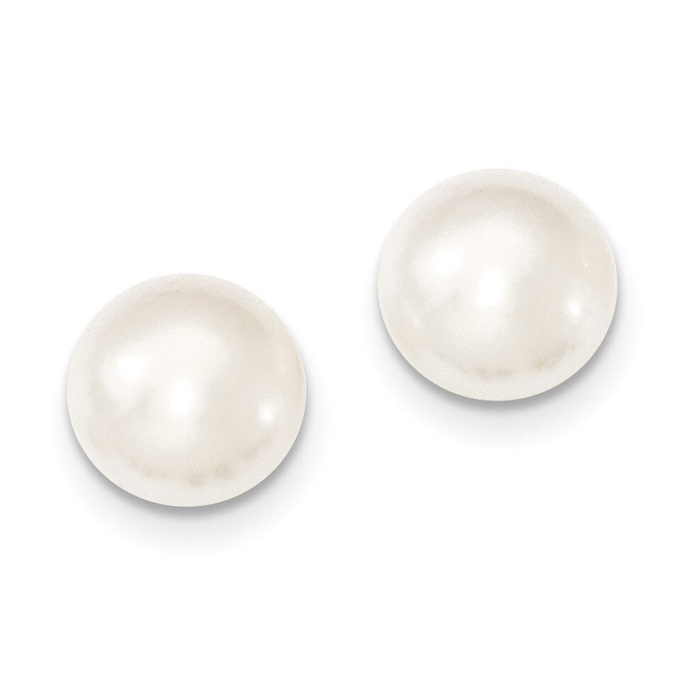 11-12mm White Cultured Button Pearl Stud Earrings Sterling Silver QE7645