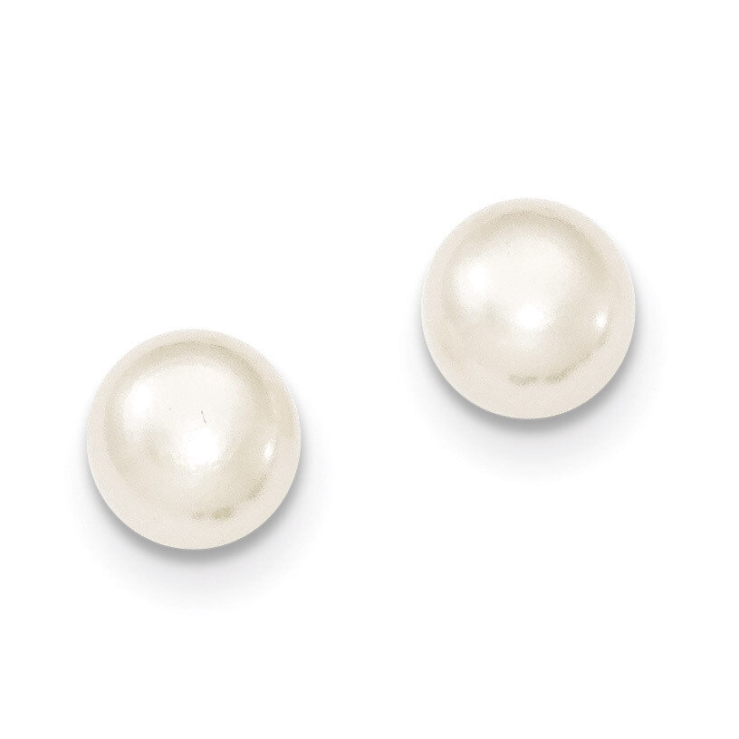 8-9mm White Cultured Button Pearl Stud Earrings Sterling Silver QE7646