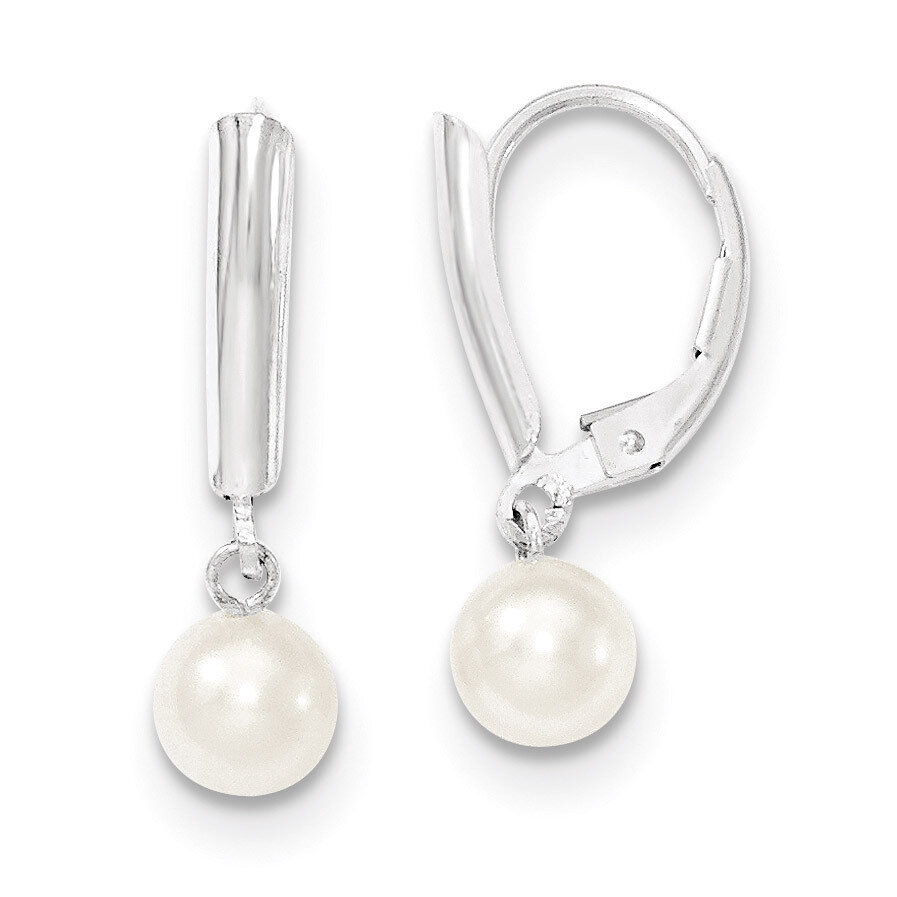 6-7mm White Cultured Pearl Leverback Earrings Sterling Silver QE7654, MPN: QE7654, 883957545301