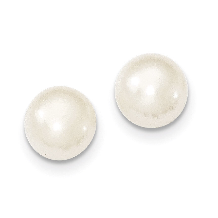 10-11mm White Cultured Button Pearl Stud Earrings Sterling Silver QE7665