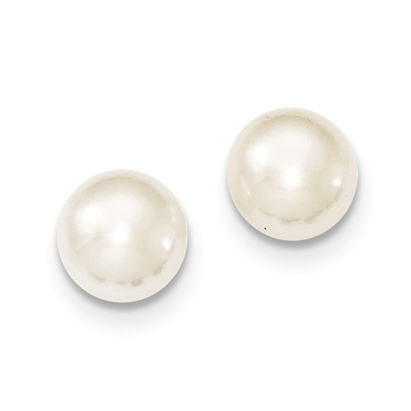 9-10mm White Cultured Button Pearl Stud Earrings Sterling Silver QE7689