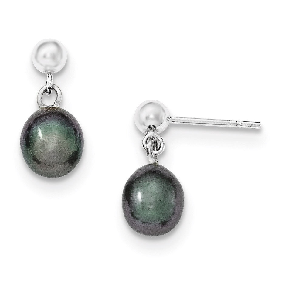 7-8mm Black Cultured Pearl Earrings Sterling Silver QE7698, MPN: QE7698, 883957460673