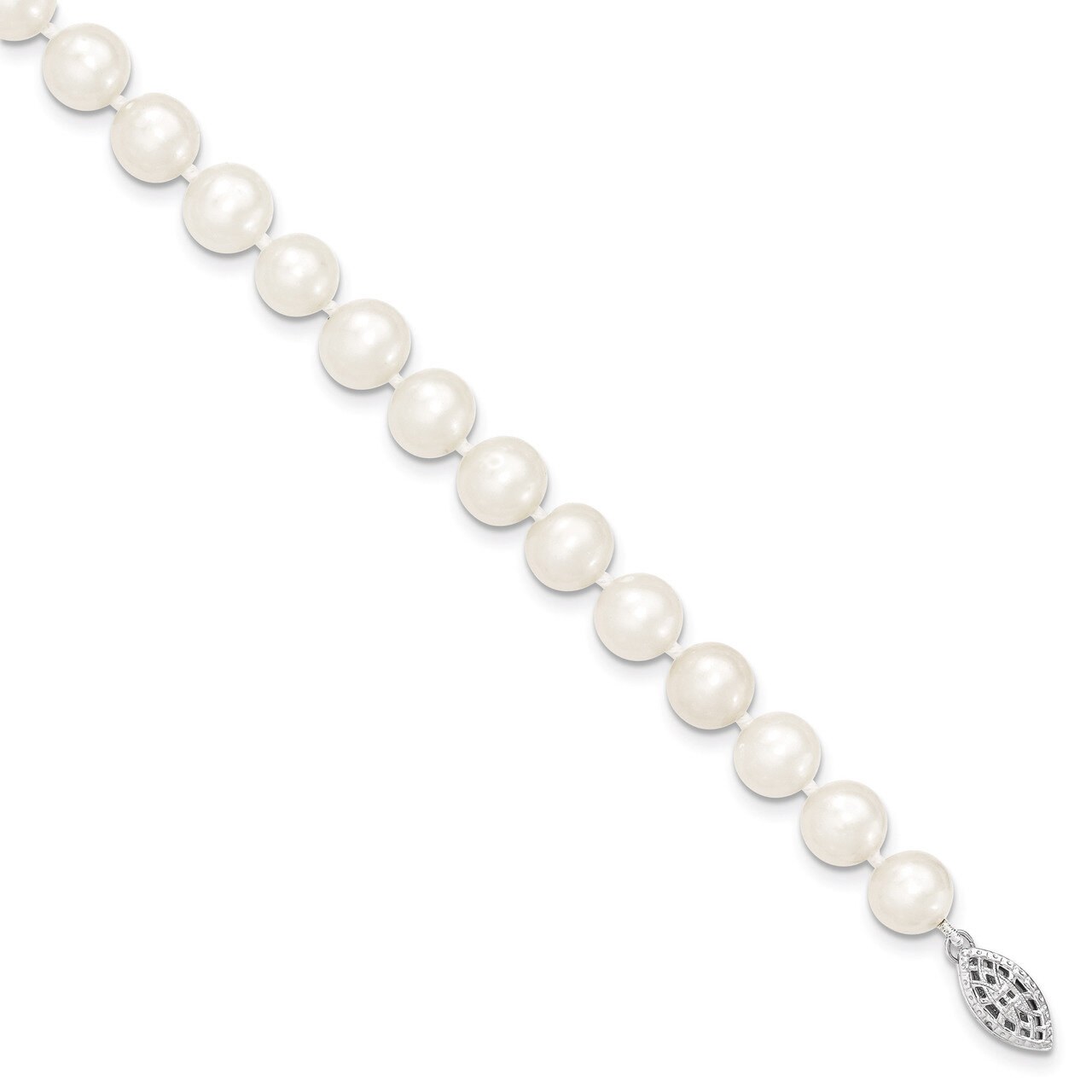 8-9mm White Cultured Pearl Bracelet Sterling Silver QH4728-7.25, MPN: QH4728-7.25, 883957601540