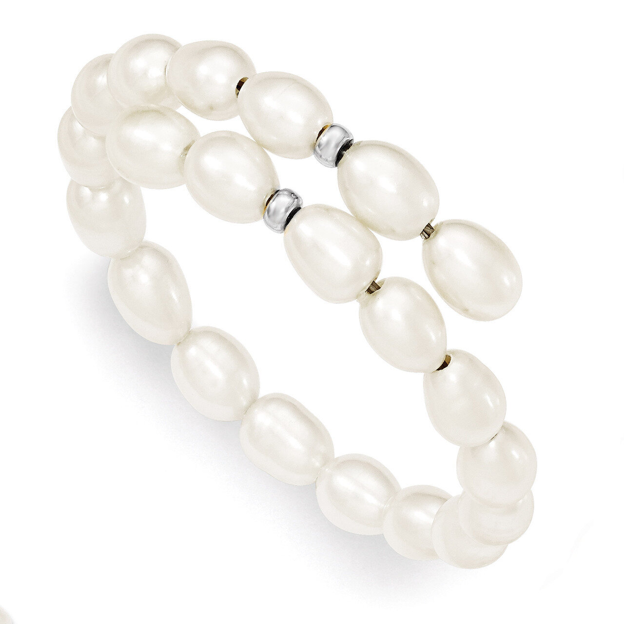 7-8mm Cultured Rice Pearl Flexible Bracelet Sterling Silver QH4735-7.5, MPN: QH4735-7.5, 8867742017…