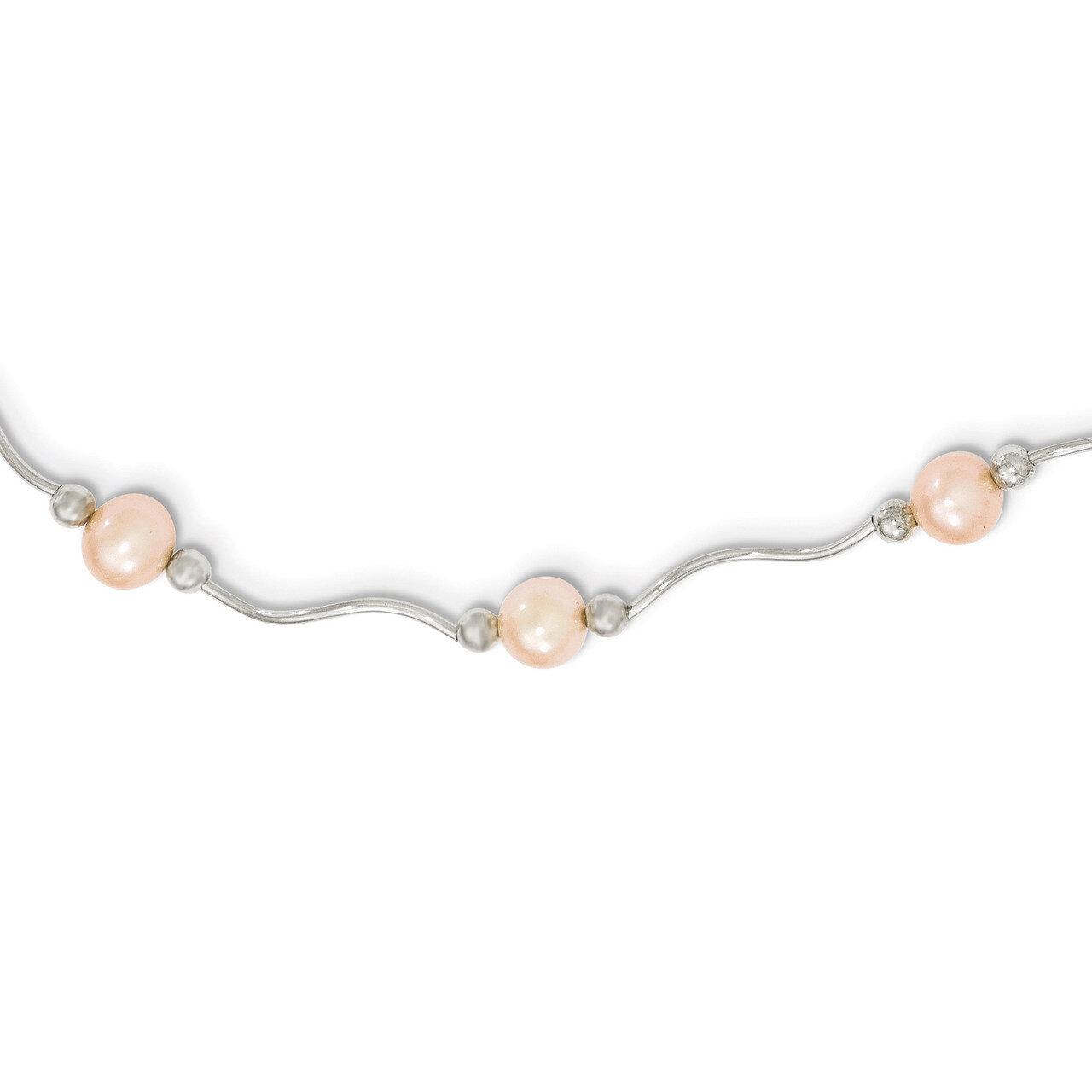 6-7mm Pink Cultured Pearl Necklace Sterling Silver QH4742-18
