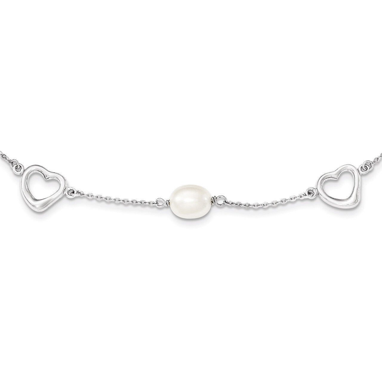 7-8mm White Cultured Pearl with 2 Inch Extender Necklace Sterling Silver QH4747-17
