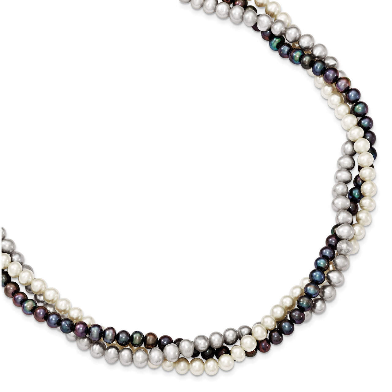 5-6mm Cultured Semi Round Pearl with 2 Inch Extender Necklace Sterling Silver QH4789-17