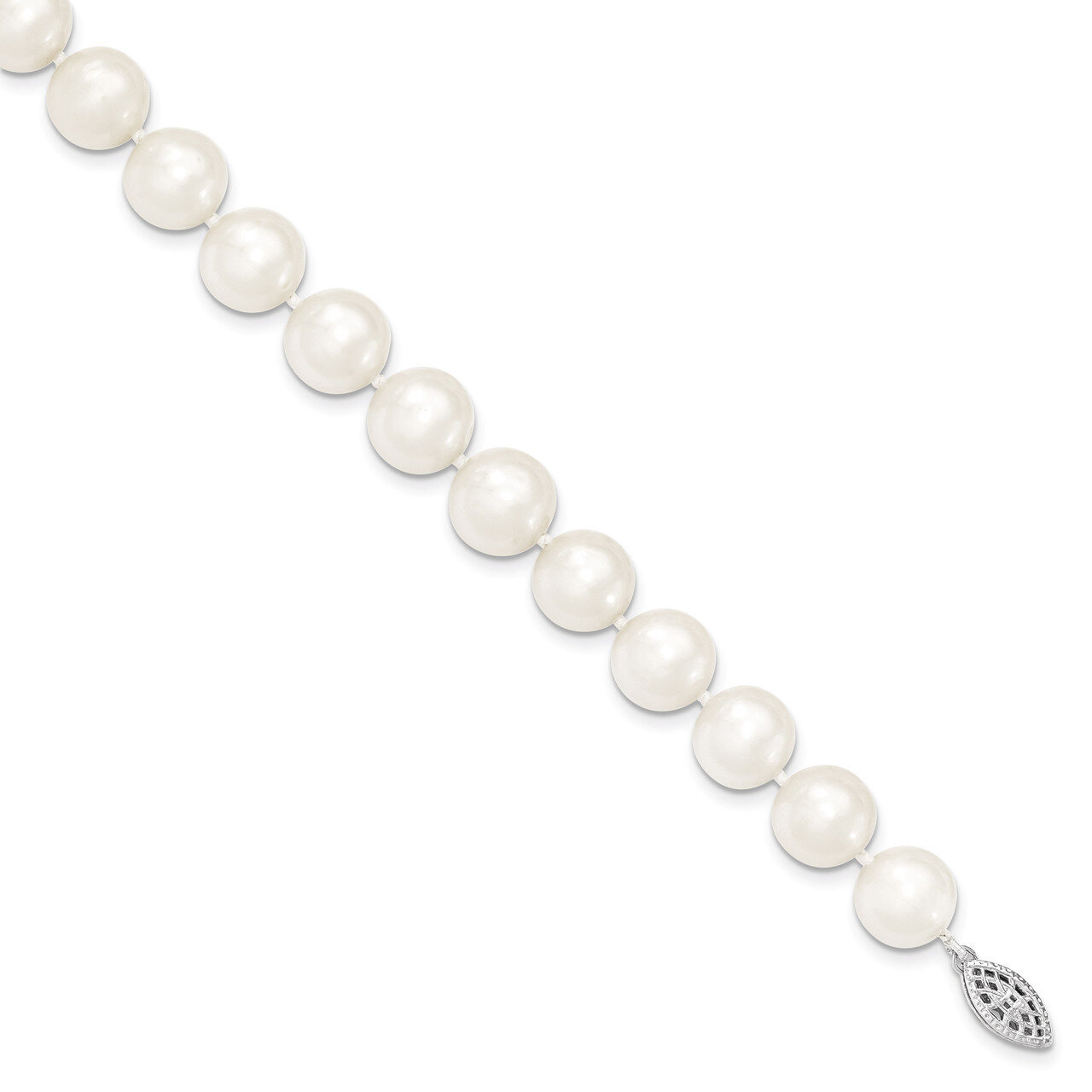 10-11mm White Cultured Pearl Bracelet Sterling Silver QH4828-7.25