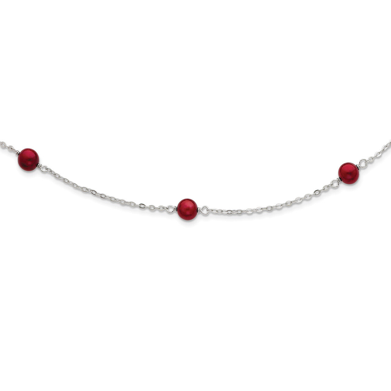 7-8mm Brgndy Cultured Pearl with 2 Inch Extender Necklace Sterling Silver QH4840-17, MPN: QH4840-17…