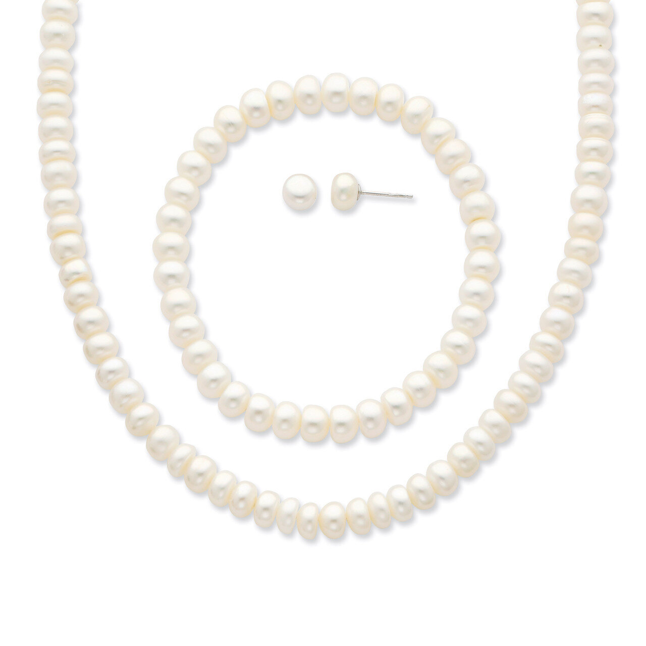 White 6-7mm Cultured Pearl Set Sterling Silver QH4878SET, MPN: QH4878SET, 886774272337