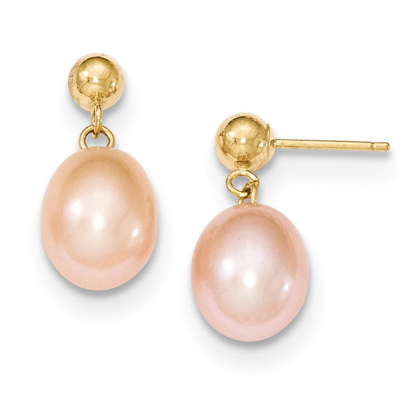 8-9mm Pink Cultured Pearl Dangle Earrings 14k Gold XF262E, MPN: XF262E, 883957858623