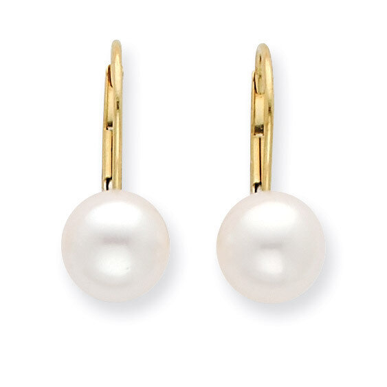 7-8mm Cultured Pearl Leverback Earrings 14k Gold XF266E, MPN: XF266E, 883957517513