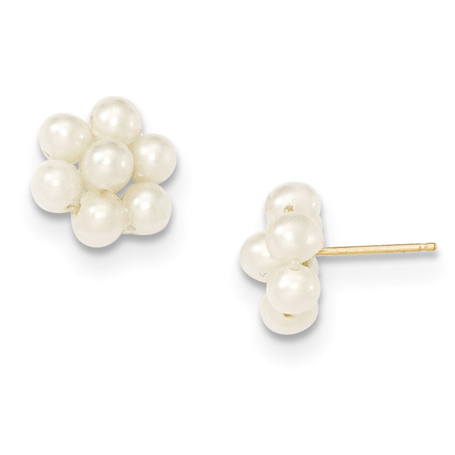 Medium Egg White Cultured Pearl Flower Earrings 14k Gold XF298E