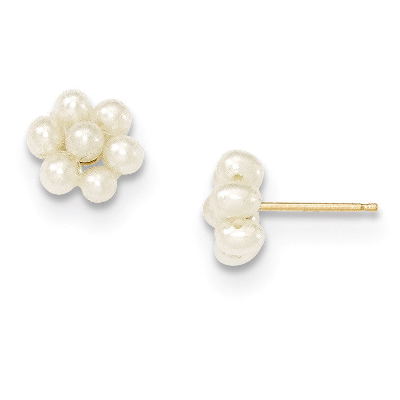 Small Egg White Cultured Pearl Flower Earrings 14k Gold XF299E