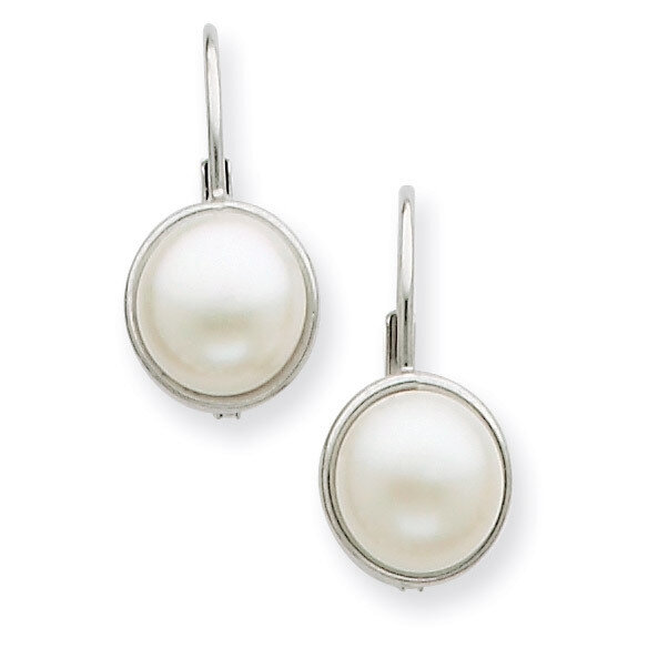 6-7mm Cultured Button Pearl Leverback Earrings 14k White Gold XF325E