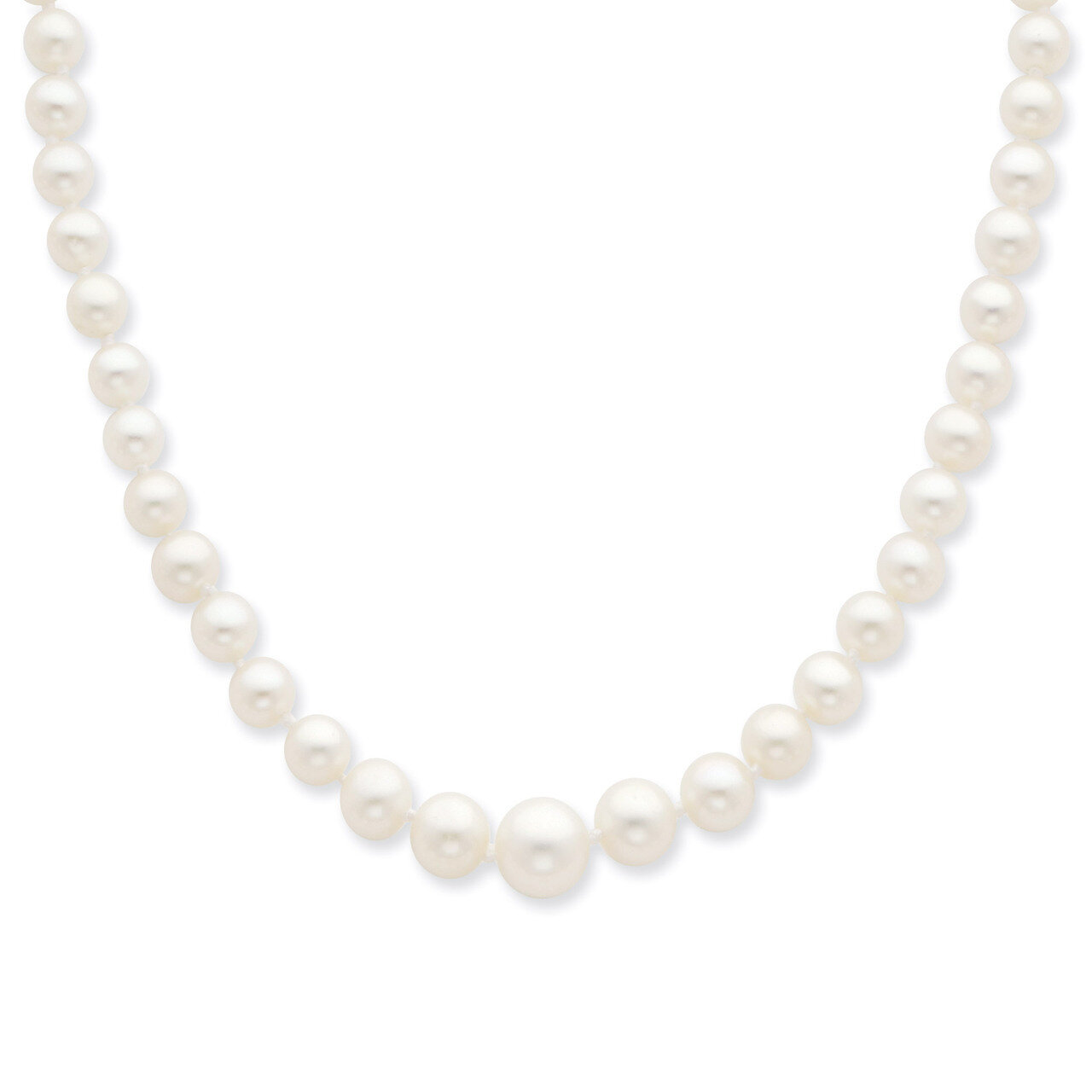 4-8mm Graduated White Cultured Pearl Necklace 14k Gold XF373-18