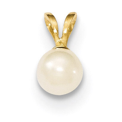 5-6mm Round White Cultured Pearl Pendant 14k Gold XF395