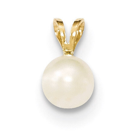 6-7mm Round White Cultured Pearl Pendant 14k Gold XF396