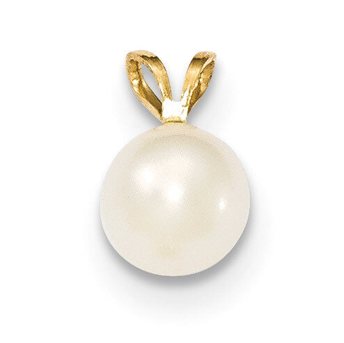 7-8mm Round White Cultured Pearl Pendant 14k Gold XF397