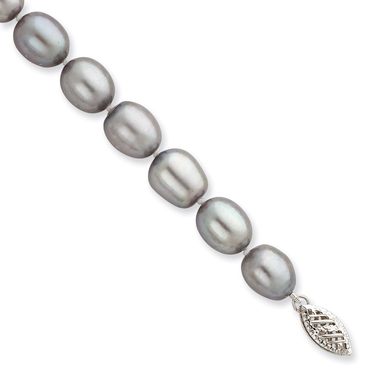 8-9mm Grey Cultured Pearl Bracelet 14k White Gold XF415-7.25, MPN: XF415-7.25, 883957414942