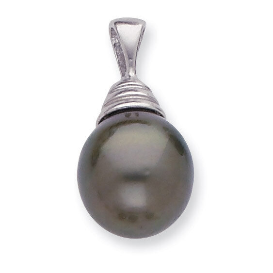 10-11mm Saltwater Cultured Tahitian Pearl Drop Pendant 14k White Gold XF425