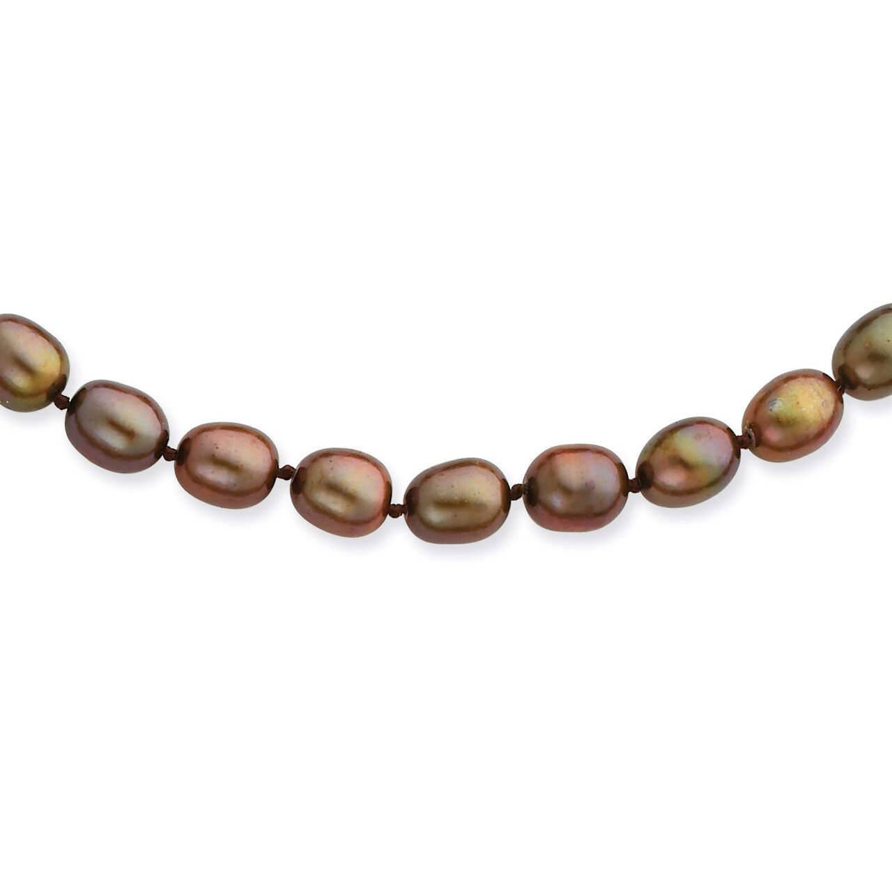 6-7mm Coffee Brown Cultured Pearl Necklace 14k Gold XF430-18