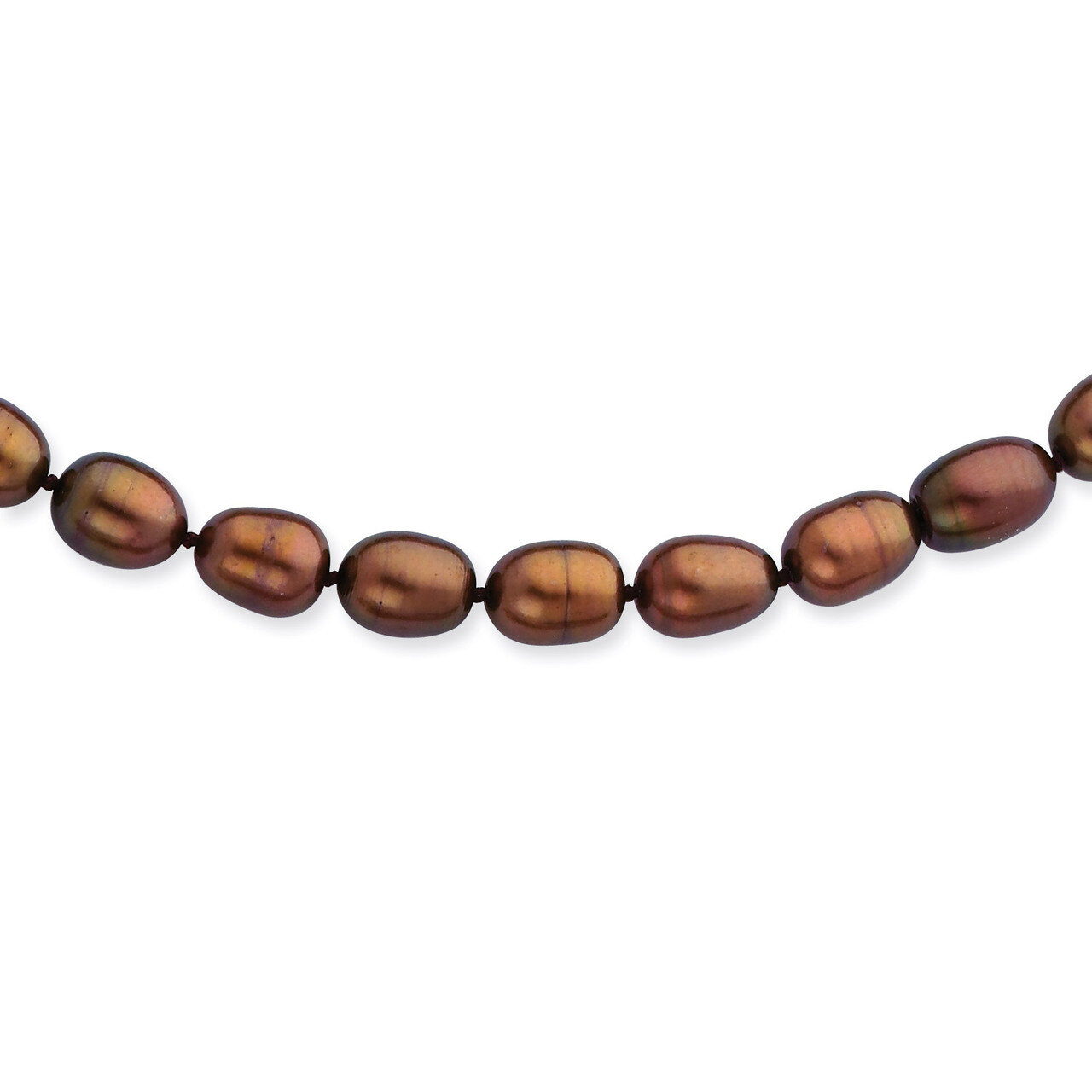 7-8mm Coffee Brown Cultured Pearl Necklace 14k Gold XF431-18