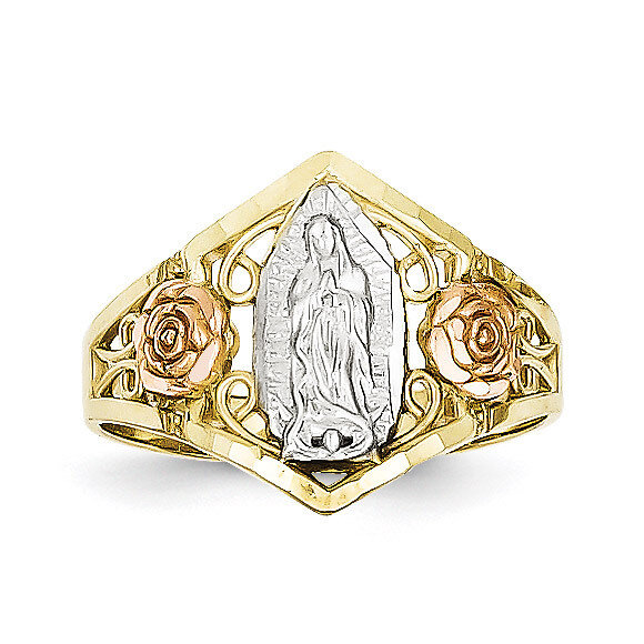 Two-tone & Rhodium Our Lady of Guadalupe Ring 10k Gold 10C1288