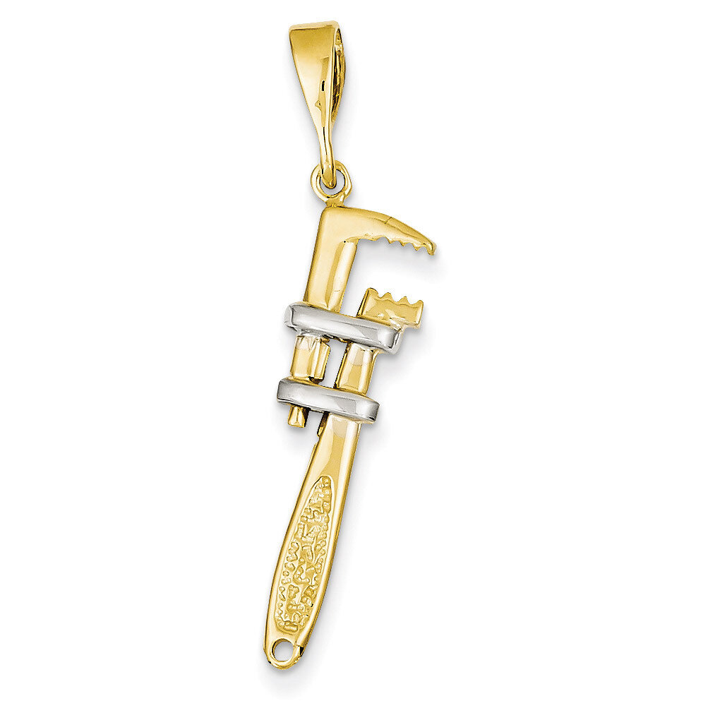 3-D Wrench Charm 14k Gold & Rhodium A2197