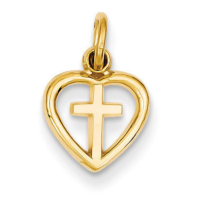 Cross in Heart Charm 14k Gold C1947, MPN: C1947, 883957247755