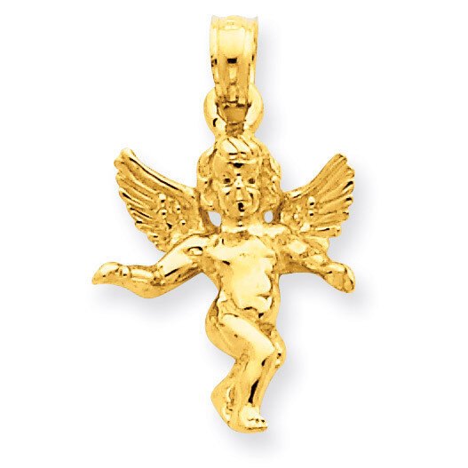 Solid Angel Pendant 14k Gold Polished D1512