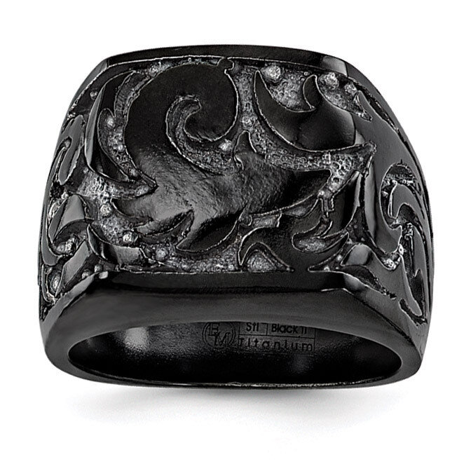 Edward Mirell Titanium Black Ti Casted Design Signet Ring EMR238-10