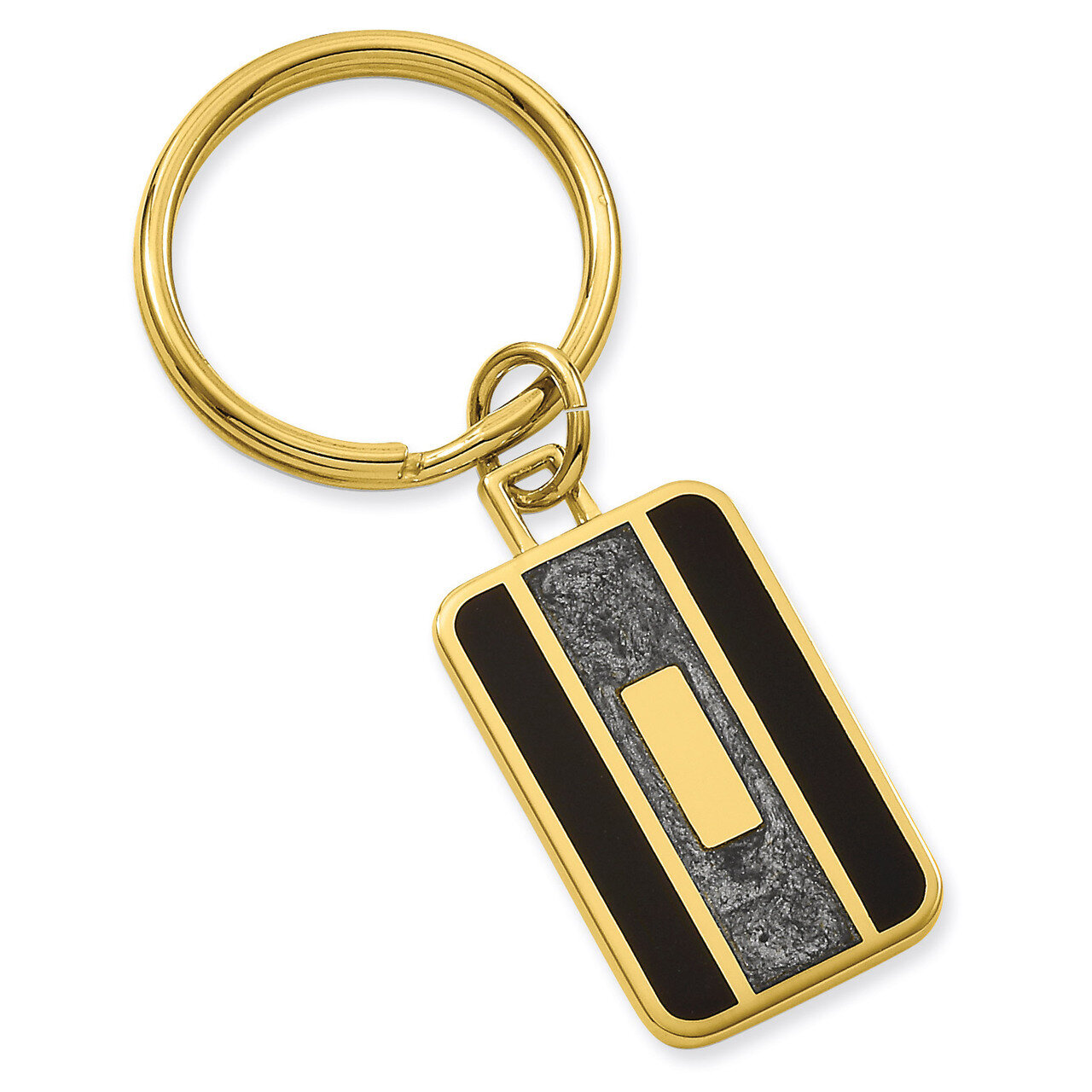 Black & Grey Colored Key Ring Gold-plated GL8723