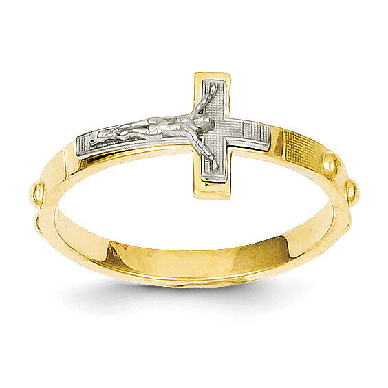 Crucifix Rosary Ring 14k Two-tone Gold K3967