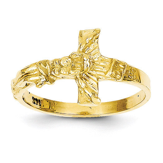 Diamond-cut Crucifix Ring 14k Gold K3968