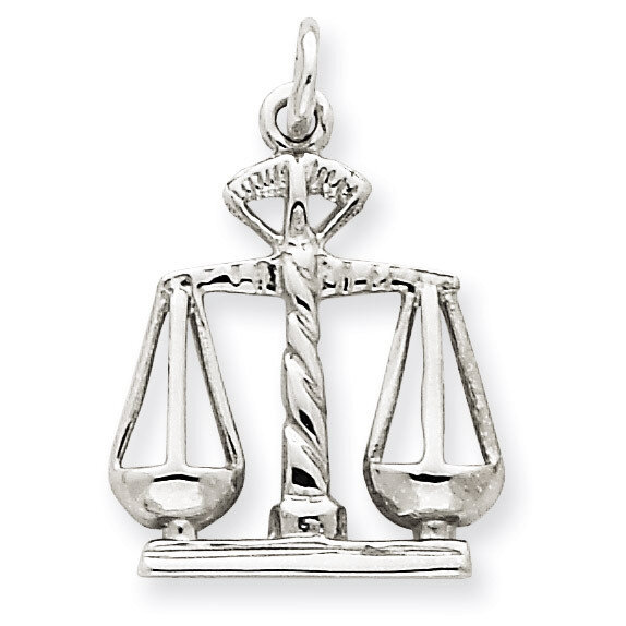 Polished Open-Backed Large Scales of Justice Charm 14k White Gold K934
