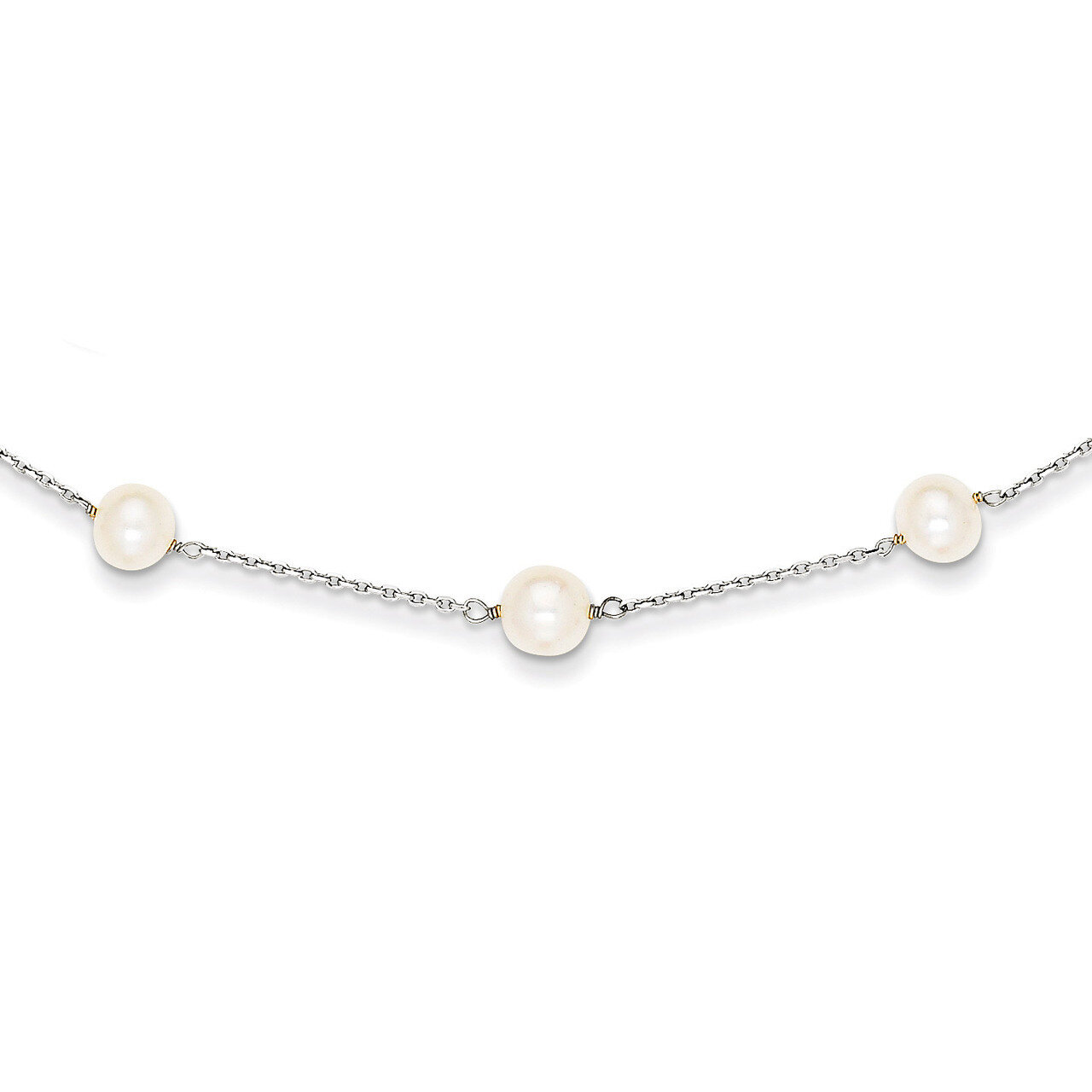 Fresh Water Cultured Pearl Necklace 14k White Gold PR57-16