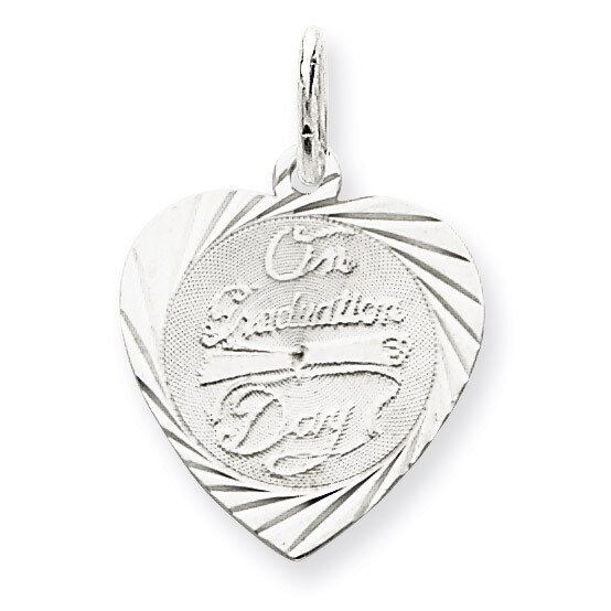 On Graduation Day Heart Disc Charm Sterling Silver QC2420