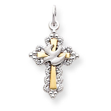 Vermeil Dove Cross Charm Sterling Silver QC3332, MPN: QC3332, 886774107523