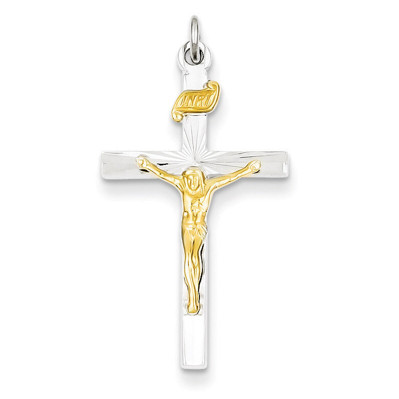 Vermeil INRI Crucifix Charm Sterling Silver QC3386