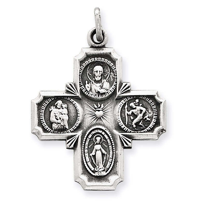 4-way Medal Sterling Silver Antiqued QC3468, MPN: QC3468, 191101181658