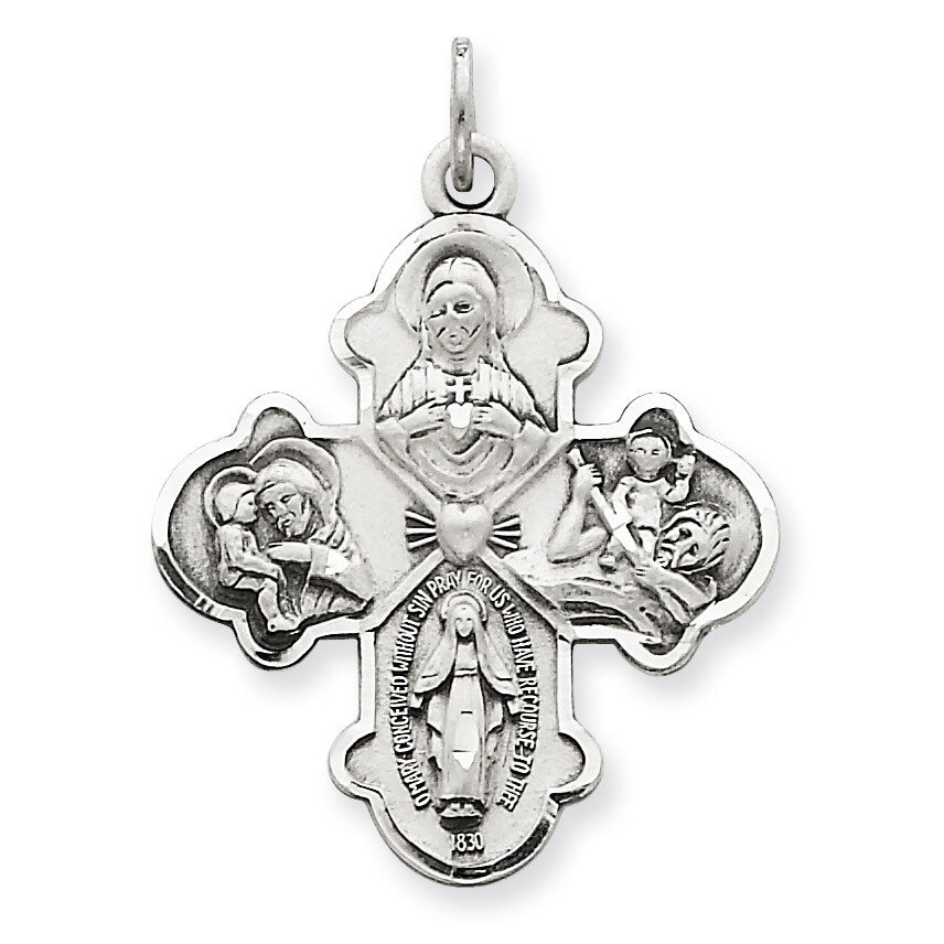 4-way Medal Sterling Silver Antiqued QC3469