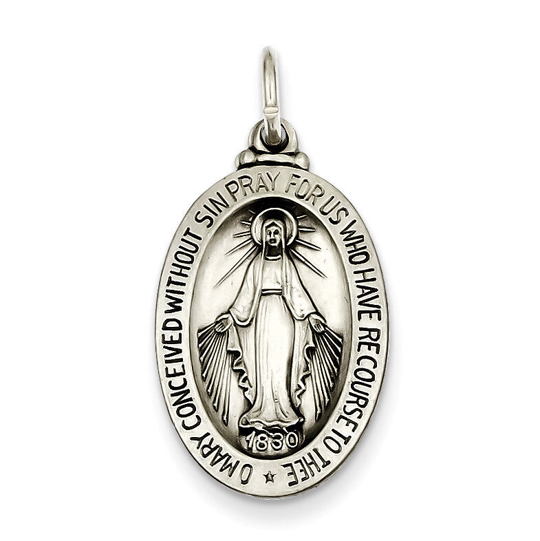 Miraculous Medal Sterling Silver Antiqued QC3490, MPN: QC3490, 191101181719