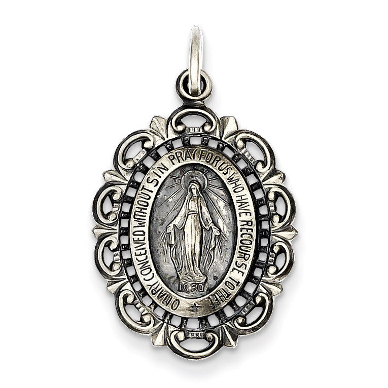 Miraculous Medal Sterling Silver Antiqued QC3499