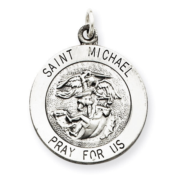 Saint Michael Medal Sterling Silver Antiqued QC3609