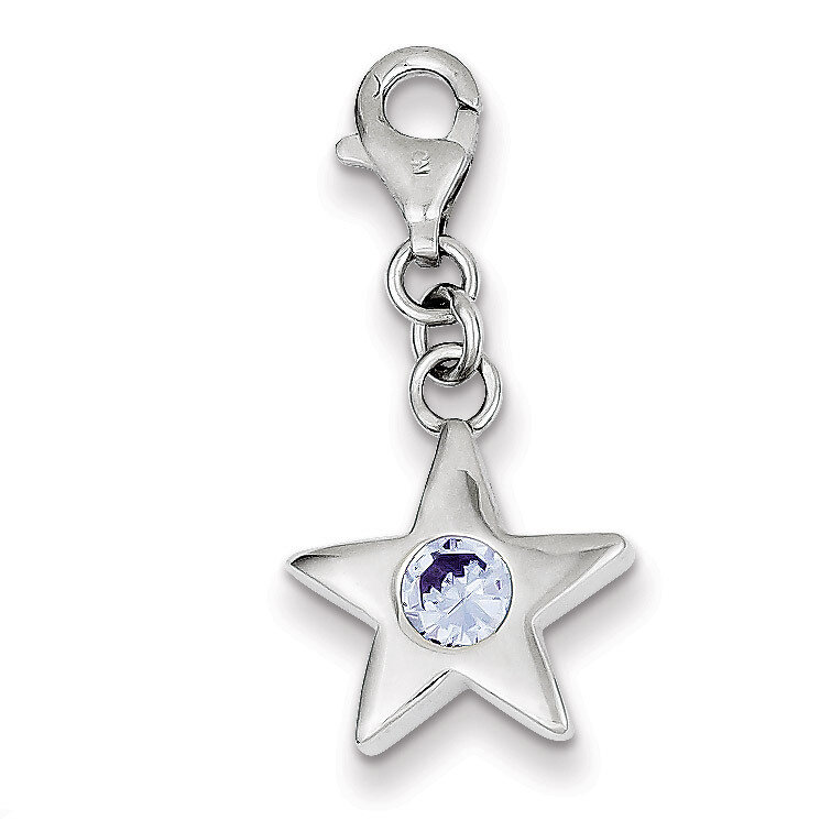 June Synthetic Diamond Birthstone Star Charm Sterling Silver QC4815