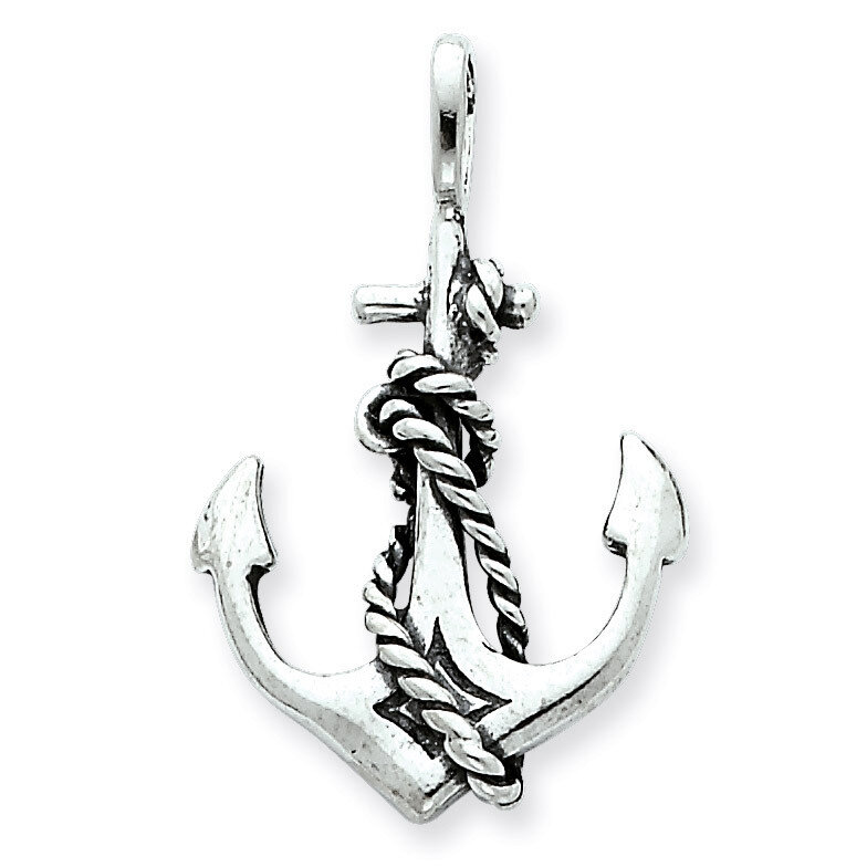Anchor and Rope Pendant Sterling Silver Antiqued QC4972