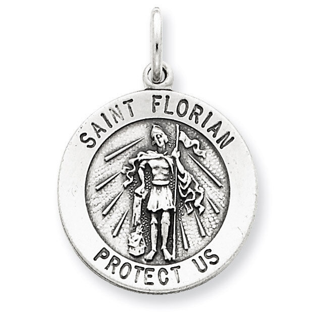 Saint Florian Medal Sterling Silver Antiqued QC5722, MPN: QC5722, 191101183850
