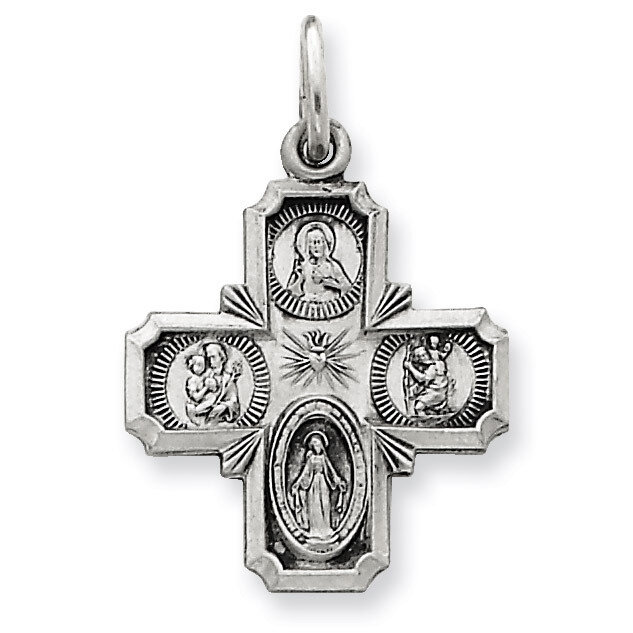 4-way Medal Sterling Silver Antiqued QC5806