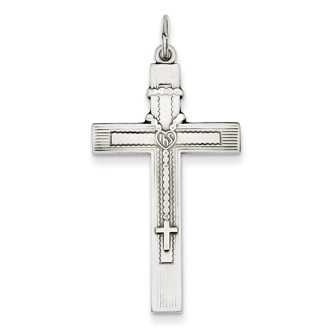 Rosary Cross Pendant Sterling Silver Antiqued QC5856
